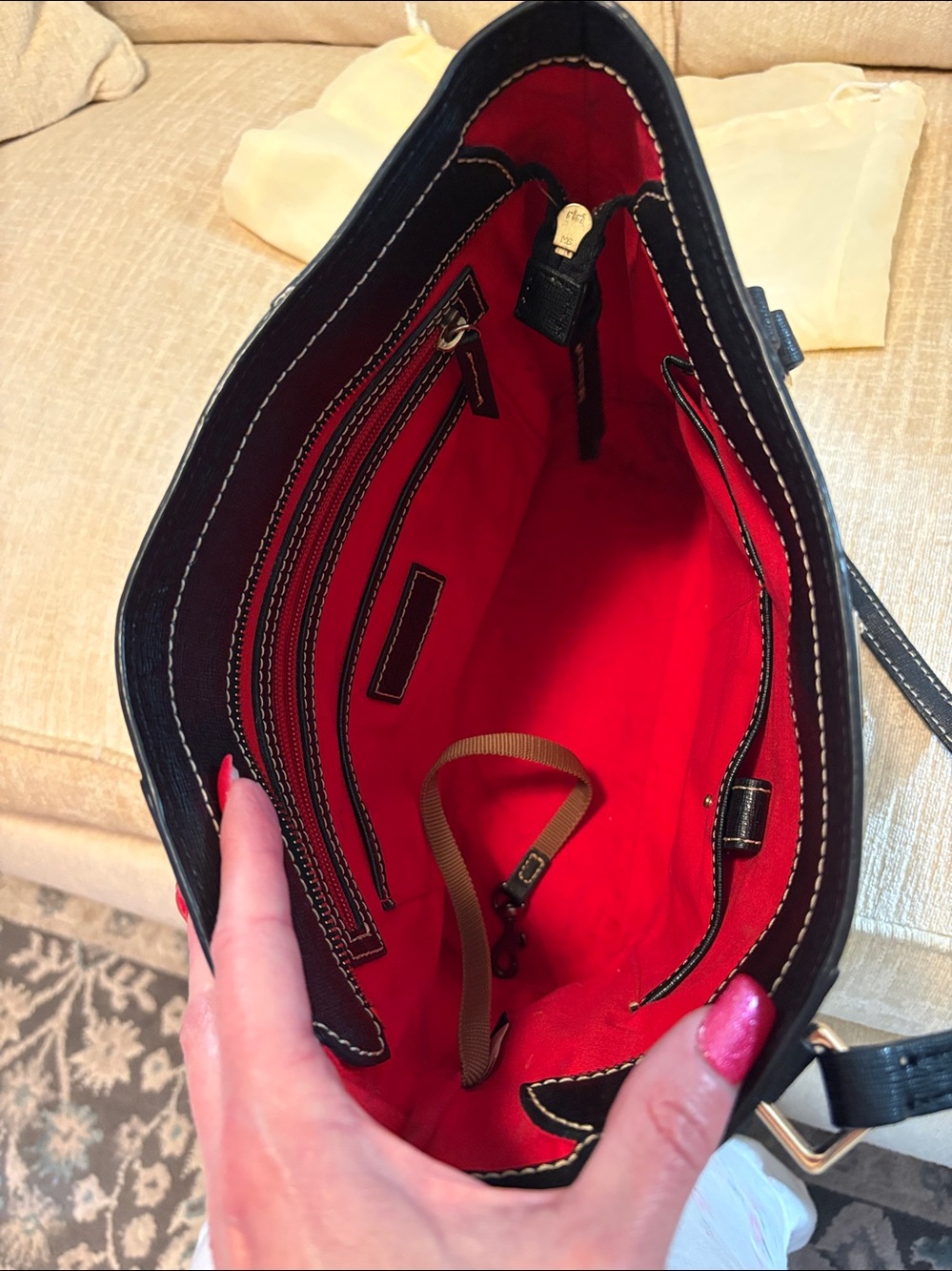 Dooney & Bourke Black Leather Tote Bag - Picture 7 of 16